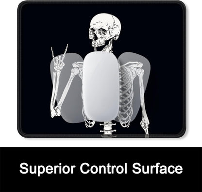 ITNRSIIET Mouse Pad with Stitched Edge Premium Textured Smooth Precise Operation Waterproof Washable Non-Slip Rubber Base Desktop Protection Mat, 10.2×8.3×0.12 inches, Human Skeleton