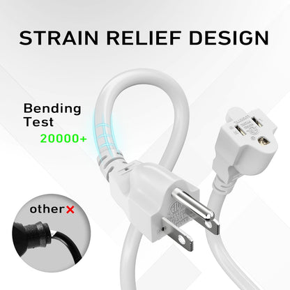 LUCKY TL Indoor Outdoor Extension Cord, 16/3 Gauge White Long Extension Cord 25ft, Waterproof Flexible Case, Made of Pure Copper, 13A 1625W 16AWG SJTW, 3 Prong Heavy Duty Wire, ETL