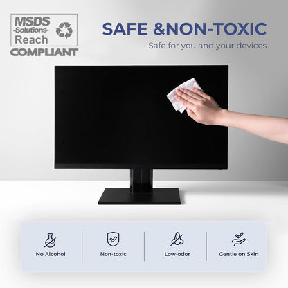 WELKIN 80 * 2 Electronics Cleaning Wipes - Non Toxic Screen Cleaner, Streak Free Touchscreen Cleaning for All Phones, Laptop, Computer, TV and Car，2 X Microfiber Cloth Included