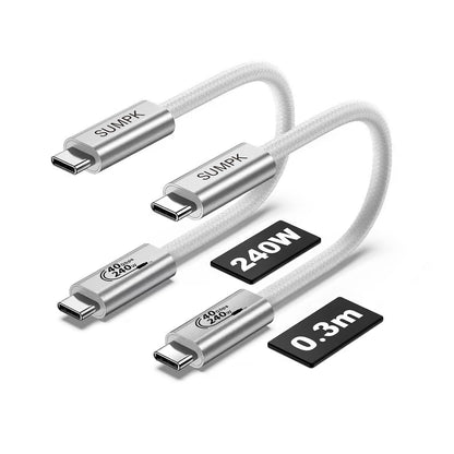 1 FT Short USB4 Cable 2 Packs, 240W USB C to USB C 40gbps Fast Charging, 8K Video Monitor Cord Compatible for Thunderbolt 4, Thunderbolt 3 and USB4 Devices