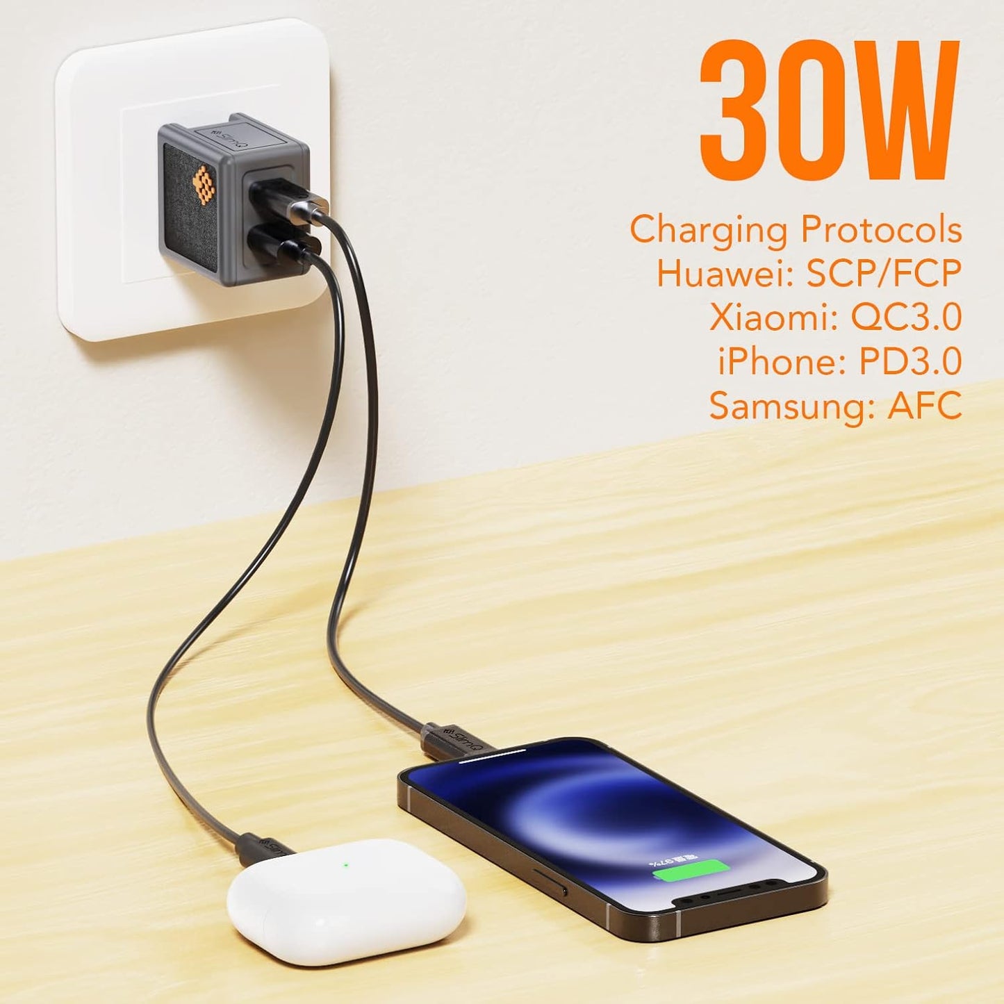 𝐒𝐥𝐢𝐦𝐐 30W USB C GaN Quick Charger PD Mini Type C Wall Fast Charging Block Adapter Foldable Plug Compact Mini GaN Charger for iPhone 13Pro/Max12Mini/iPad Pro/Galaxy/Note 20/Pixel(Upgrade, Grey)