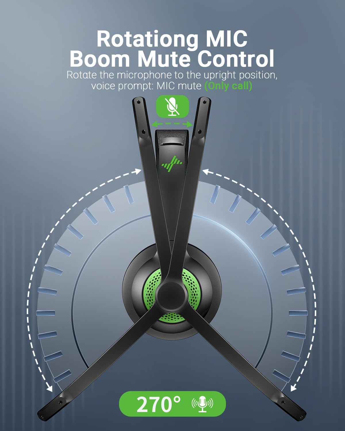 Wireless Headset with AI Noise Cancelling Microphone Bluetooth Headset - Bluetooth V5.2 Headphones with USB Dongle & Mic Mute for Computer/Laptop/PC/iPhone/Android/Cell Phones/Zoom-Green