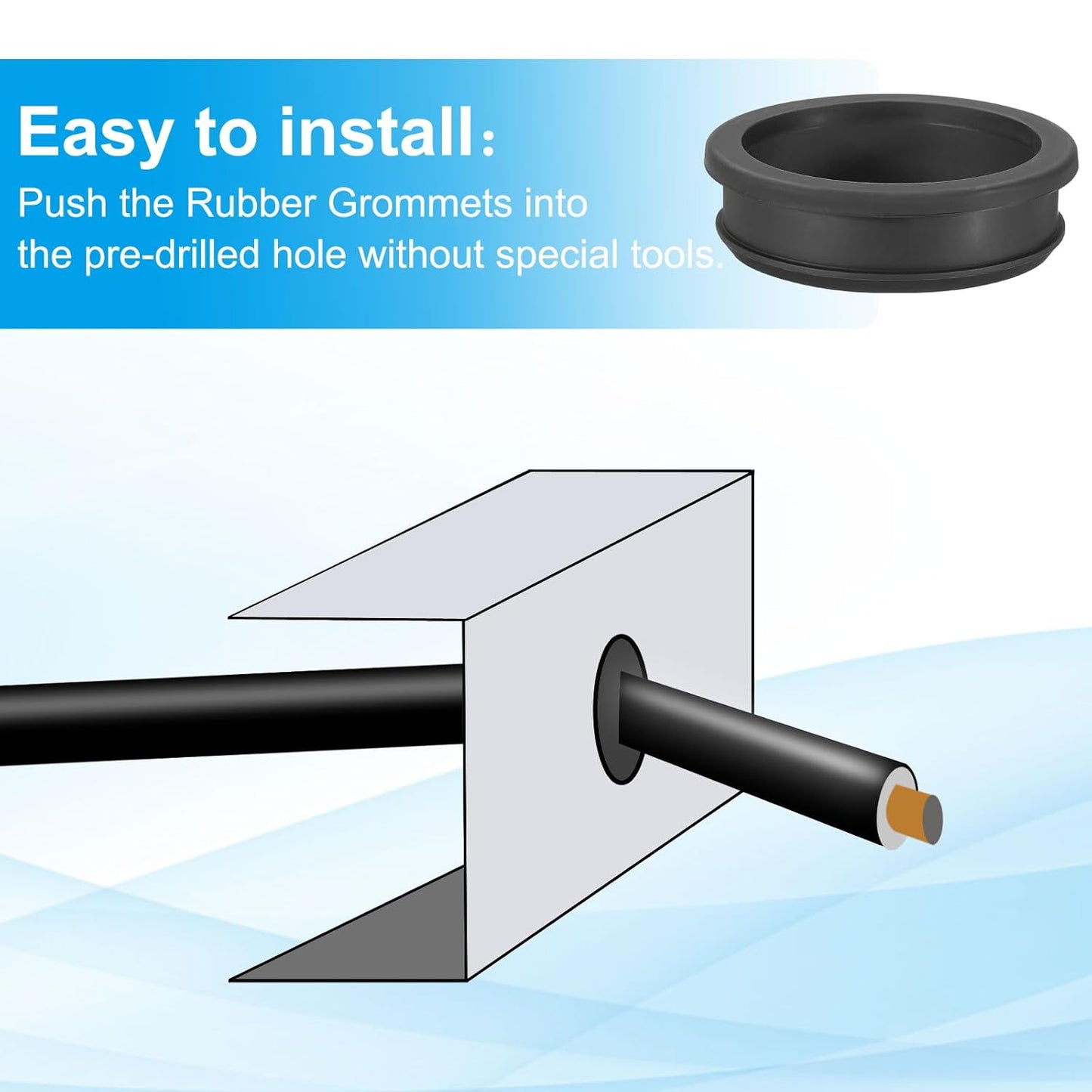 PATIKIL 56.6mm / 2-1/4 Inch Drill Hole,2 Inch ID Rubber Grommets, 3Pcs Top Hat Grommet for Wiring Eyelet Ring Gasket Automotive Firewall Cable Hole Plugs Wires Protection, Black