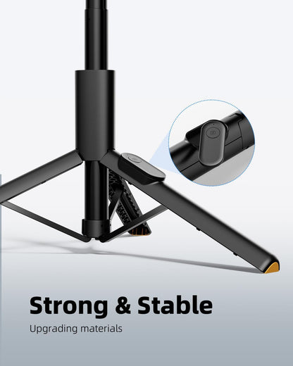 TODI Selfie Stick Tripod for iPhone, 60" Lightweight Phone Tripod Stand with Wireless Remote, Extendable Selfie Stick for iPhone, All-in-1, Compatible with iPhone/Android