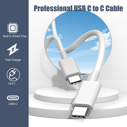 Charger for iPhone 16/15 Pro Max Charger Fast Charging, 2Pack 20W Dual Port USB C Fast Charger Block with 10FT Long USB C to C Charging Cable Cord for iPhone 15 Pro Max/15 Pro/15/15 Plus, iPad Pro/Air