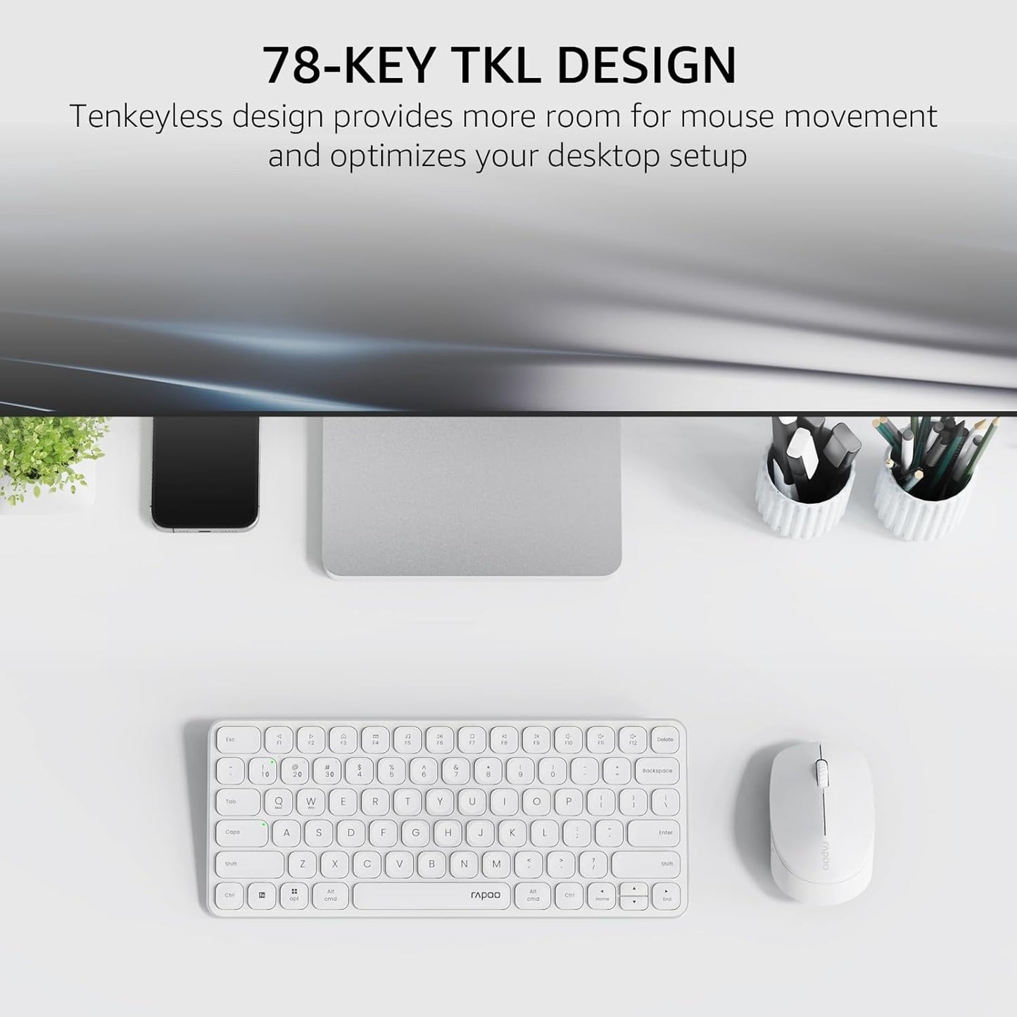 Rapoo 9010M Multi-Device Keyboard and Mouse Combo, 2.4GHz/Bluetooth 5.0/4.0 Wireless Keyboard & Mouse Set for Windows/Mac/Linux/Chrome, Support 4 Devices, Low-Profile Silent Click, Battery Powered