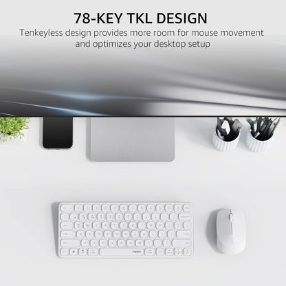 Rapoo 9010M Multi-Device Keyboard and Mouse Combo, 2.4GHz/Bluetooth 5.0/4.0 Wireless Keyboard & Mouse Set for Windows/Mac/Linux/Chrome, Support 4 Devices, Low-Profile Silent Click, Battery Powered