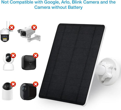 Solar Panel for Security Camera,5W USB Solar Panel for Cameras DC 5V,Camera Solar Panel Charger Micro USB & USB-C & DC,IP65 Waterproof Solar Panels with 9.8ft Cable,Adjustable Security Mount(2 Pack)
