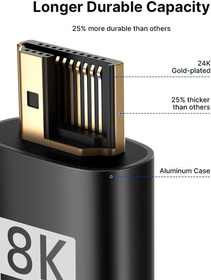 JSAUX 8K HDMI Cable 2 Pack 10ft, 48Gbps High Speed HDMI 2.1 Braided HDMI Cord, 4K 120Hz 144Hz, 8K 60Hz, Dynamic HDR, DTS:X, 2K, 1080P, 3D, eARC Compatible for Laptop UHD TV Gaming Monitor PS5 -Black