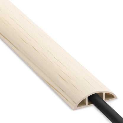 Floor Cord Cover 6ft, Cord Hider Floor Beige Maple Wood, Floor Cable Management Prevent Cable Trips, Floor Cable Cover Wire Covers for Electric Power Cords, Cord Protector Cord Cavity W0.47in H0.28in