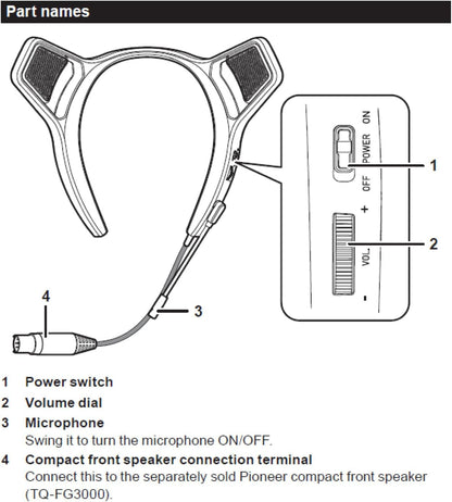 PIONEER,Desktop Gaming Speaker,Sound TECTOR,Rear Sound Enhancer,Exclusively for The Compact Front Speaker（TQ-FG3000）,Clear Sound,Neckband,Lightweight with Narrow Directional Chat Microphone,TQ-RG3000