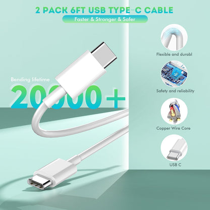 6FT iPhone 16 15 Charger Fast Charging, 2Pack 20W USB C Apple Charger Travel Plug Block Phone Charging Cable Cord for iPhone 16/16e/16 Pro Max/16 Plus/15/15 Pro/15Pro Max/iPad Mini6/iPad Air5/iPad Pro