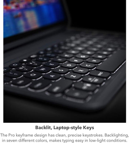 ZAGG Pro Keys Detachable Case & Wireless Keyboard for Apple iPad 10.2" (Gen 9, 8, 7) - Bluetooth Pairing, Backlit Laptop-Style Keys, Apple Pencil Holder, 6.6ft Drop Protection, Black