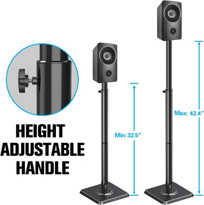 Mounting Dream Speaker Stands - Height Adjustable Speaker Stand for Vizio, Polk, JBL, Sony, Speaker Stands Pair with Wire Management (Holds up to11LBS Per Stand)