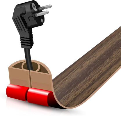 Floor Cord Cover Self Adhesive Cord Hider,3.3FT Cable Management, Extension Strip Protector for Wires, Prevent Cable Trips for Offices, Gyms, Exhibitions Cavity:0.39"(W) x 0.27"(H) Wood Walnut