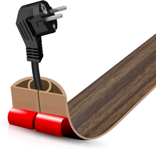 Floor Cord Cover Self Adhesive Cord Hider,3.3FT Cable Management, Extension Strip Protector for Wires, Prevent Cable Trips for Offices, Gyms, Exhibitions Cavity:0.39"(W) x 0.27"(H) Wood Walnut