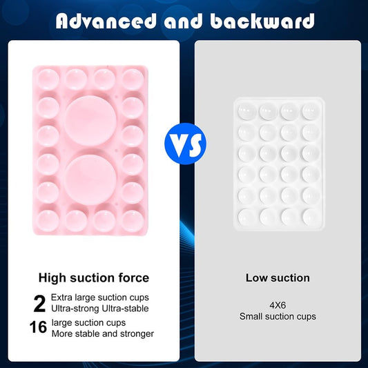 ZYCCER Double Sided Silicone Suction Phone Holder Mount,Compatible with iPhone and Android Cases Hands-Free Mirror Shower Phone Mount Strong Grip Holder (Light Pink, Single Sided 1PCS)