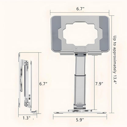 GuaziV 360° Rotating Tablet Stand - Adjustable iPad Tablet Holder for Desk, Foldable iPad Swivel Stand for Home & Office (Polished Silver)