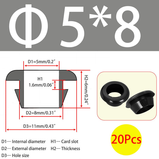 Qrity 20 PCS Rubber Grommets Cable Railing, Car Grommet, Cable Railing Protective Sleeves for Metal Posts, ID 5mm Mount Dia 8mm