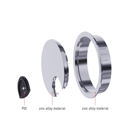 Desk Grommet 3-1/8 Inch 80mm, Zinc Alloy Computer Desk Wire Hole Cover, Office Desktop Cord Cable Hole Metal Ring, Bright Silver