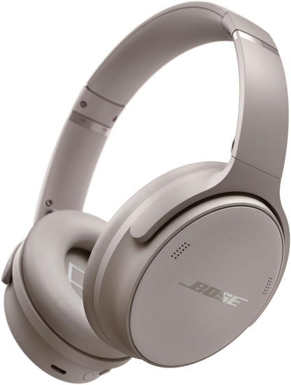 Bose QuietComfort Bluetooth Headphones, Wireless Headphones with Active Over Ear Noise Cancelling and Mic, Deep Bass, Up to 24 Hours of Playtime, Sandstone