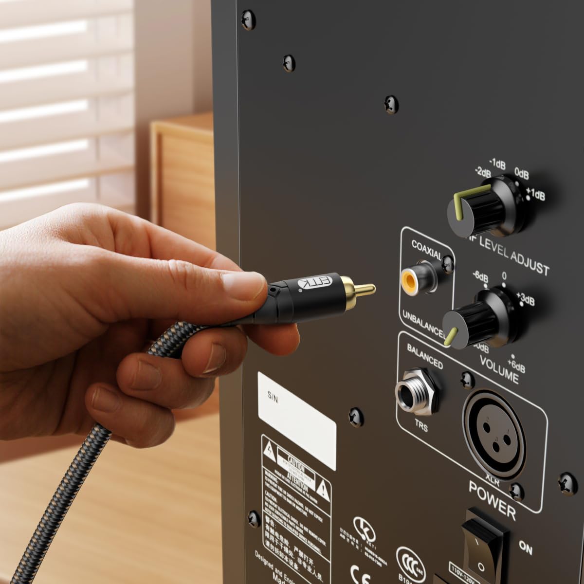 EMK RCA to RCA Subwoofer Cable – 24K Gold-Plated Connector Nylon Braided Double Shielded Audio Cable Digital&Analog Signal Support for Amplifiers Subwoofer Home Theater Hi-Fi Systems Black/10ft/3m