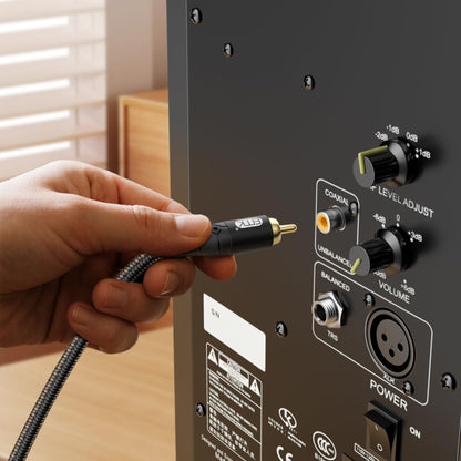 EMK RCA to RCA Subwoofer Cable – 24K Gold-Plated Connector Nylon Braided Double Shielded Audio Cable Digital&Analog Signal Support for Amplifiers Subwoofer Home Theater Hi-Fi Systems Black/10ft/3m