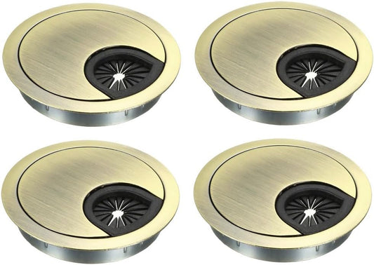 uxcell Cable Hole Cover, 2.4Inch/60mm Zinc Alloy Desk Wire Cord Cable Grommets Hole Cover for Office PC Desk Cable Cord Organizer, 4Pcs Bronze Tone