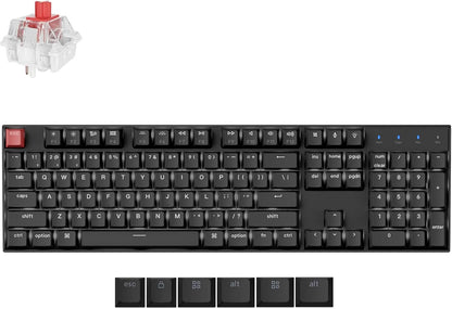 Keychron K10 Full Size Layout White LED Backlit Hot-Swappable Mechanical Keyboard for Mac Windows, 104-Key Bluetooth Wireless/USB Wired Computer Keyboard with Keychron Super Red Switch(Version 2)