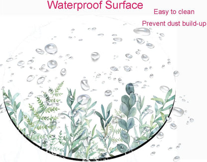 Round Mouse Pad, Green Grass Mouse Pad, Washable Gaming Mousepads with Lycra Cloth, Non-Slip Rubber Base Computer Small Mouse Pads for Wireless Mouse, Leaves