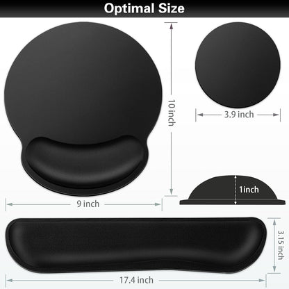 Ergonomic Keyboard Wrist Rest, Mouse Pad with Wrist Rest Black, Funny Gaming Mousepad with Wrist Support, Memory Foam Wrist Rest Set for Computer Keyboard, Office Desk Accessories