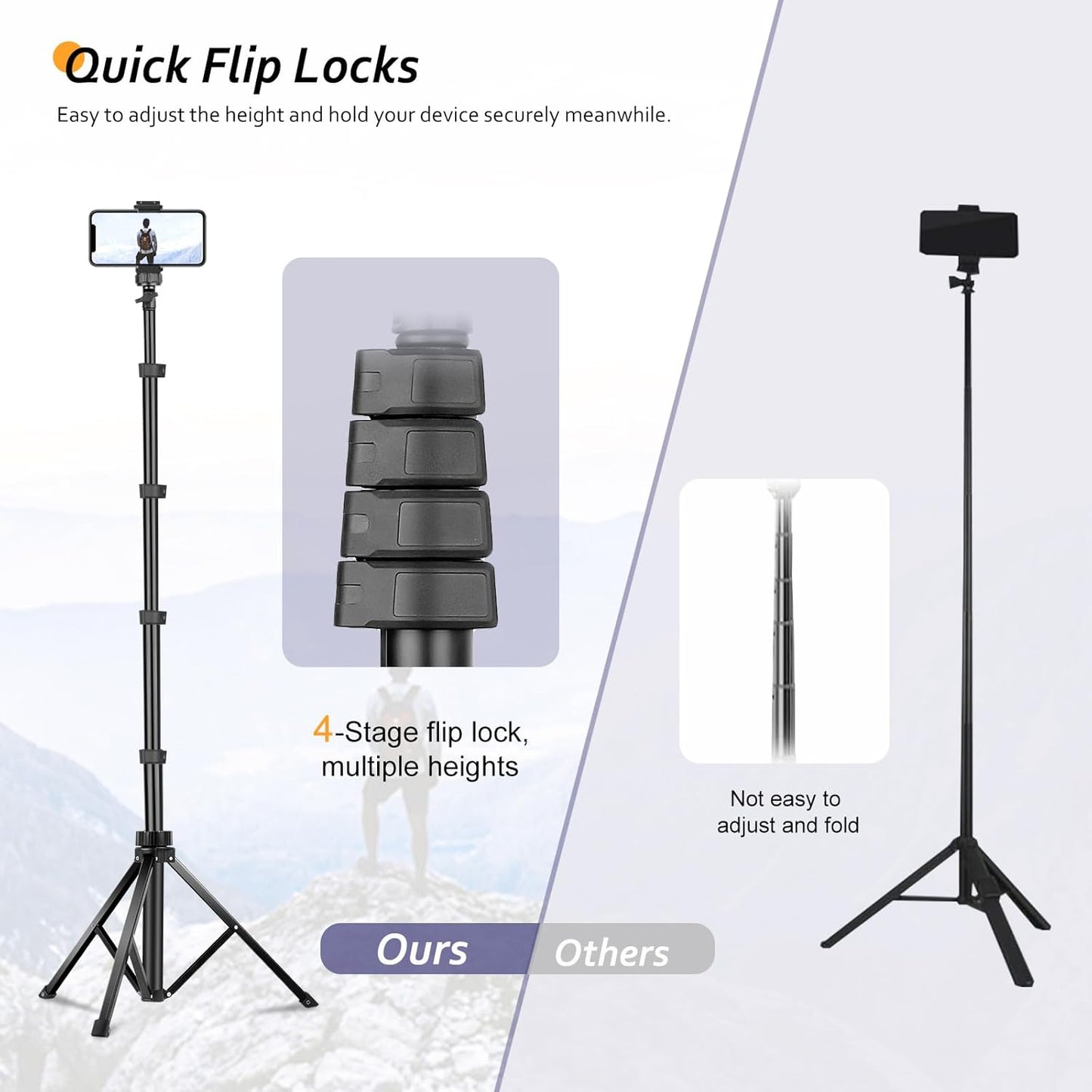 Aureday 62" Phone Tripod Accessory Kits, Camera & Cell Phone Tripod Stand with Wireless Remote and Universal Tripod Head Mount, Perfect for Selfies/Video Recording/Vlogging/Live Streaming