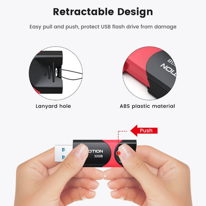 32GB USB 3.0 Flash Drive 10 Pack KOOTION Thumb Drive 3.0 Retractable 32G Zip Drive Ultra High Speed USB Stick Jump Drive Rugged Memory Stick with LED Indicator for Data Storage and Transfer