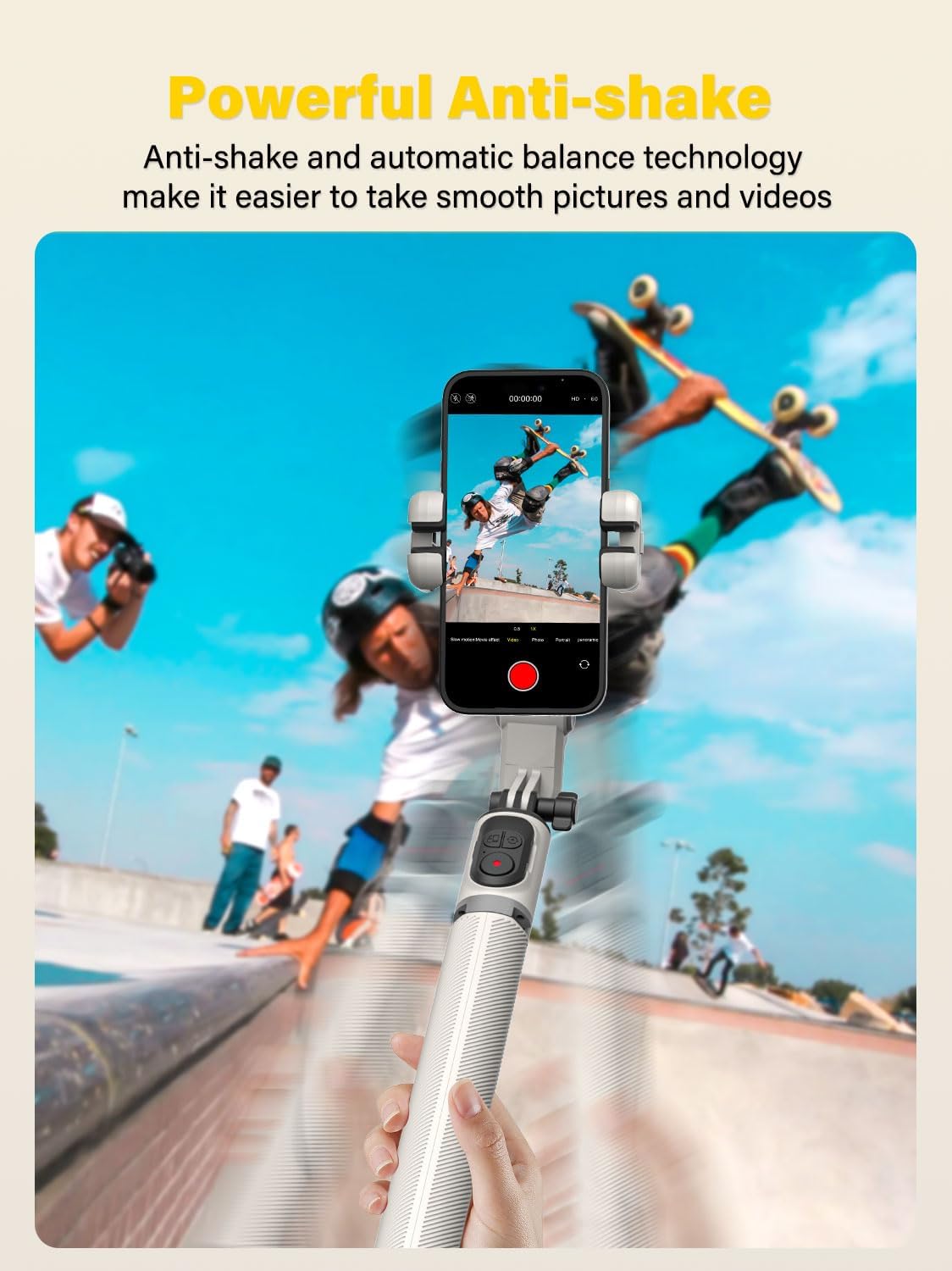 Smartphone Gimbal Stabilizer, Smart Face Tracking Tripod Without APP - 4 in 1 Cellphone Gimbal Stabilizer for iPhone&Android Extended 108cm Rod with RGB Fill Light,M2PRO White
