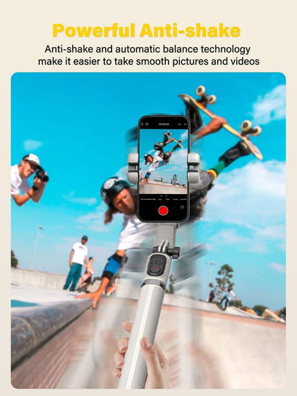 Smartphone Gimbal Stabilizer, Smart Face Tracking Tripod Without APP - 4 in 1 Cellphone Gimbal Stabilizer for iPhone&Android Extended 108cm Rod with RGB Fill Light,M2PRO White