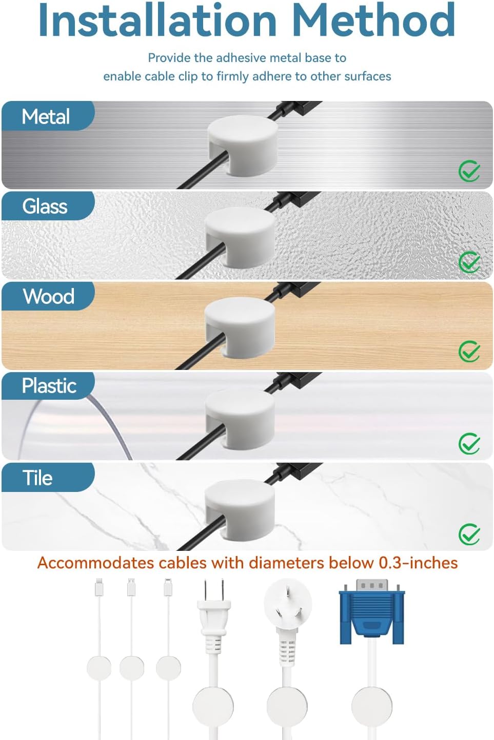 Maveek Magnetic Cable Clips White, Cord Organizer Magnet Silicone Cord Management Charging Cable Holder for Metal Desk, File Cabinet, Home and Office, with Extra Adhesive Plates (5 Piece, Large Size)