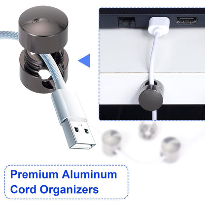 1 Sets Charger Holders for Cords, Black Adjustable Cable Anchor Holders, Adhesive Metal Cord Clips, Cable Management Wire Organizers for Desk, Office, Nightstand