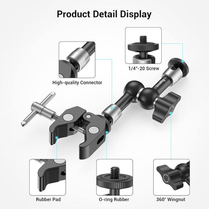 SMALLRIG Super Clamp w/ 1/4" and 3/8" Thread and 5.8 Inches Adjustable Friction Power Articulating Magic Arm with 1/4" Thread Screw for LCD Monitor/LED Lights - KBUM2730