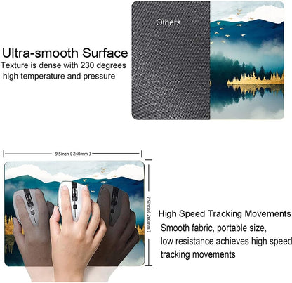 Mountains Landscape Mouse Mat, Waterproof Non Slip Rubber Base Mouse Pad for Office Laptop, 9.5"x7.9"x0.12" Inch
