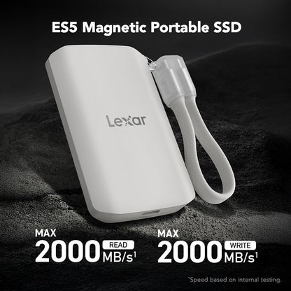 Lexar 1TB ES5 Magnetic External SSD, Up to 2000MB/s, Compatible w/MagSafe, USB-C Smartphones, iPhone 15/16 or Above, PC, Mac, Supports Apple ProRes & Samsung Pro Video, Silver (LES5XXX001T-RNWNU)