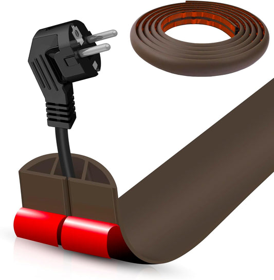 Floor Cord Cover Cable Cavity Self Adhesive Cord Hider Floor 10FT Floor Cable Management Power Cord Protector Floor Electric Cord Covers for Offices, Gym, Exhibitions (CoffeeBrown, 1.18" x 20')