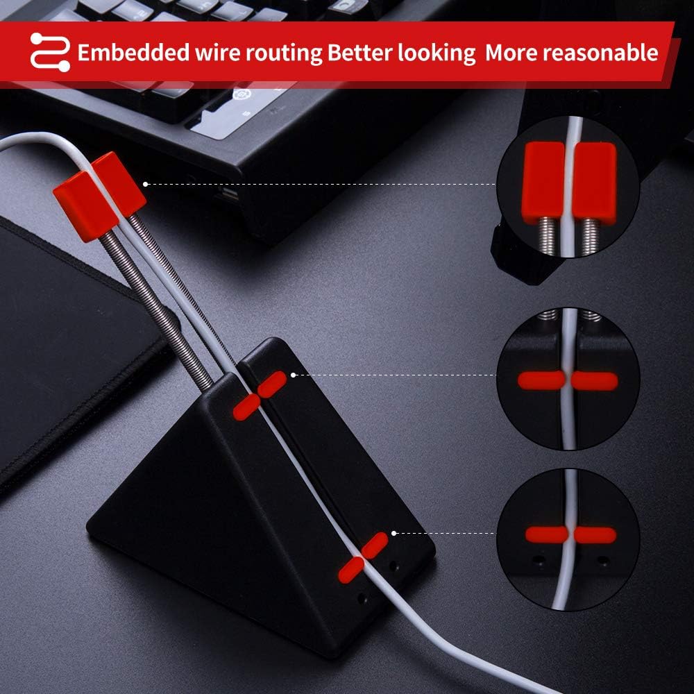 Hotline Games Mouse Bungee Mouse Cord Clip Cord Management System Fixer Holder for Esports FPS Game (3.0 Black)