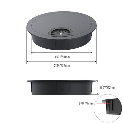 Desk Grommet 2 Inch 50mm, Zinc Alloy Computer Desk Wire Hole Cover, Office Desktop Cord Cable Hole Metal Ring, Black