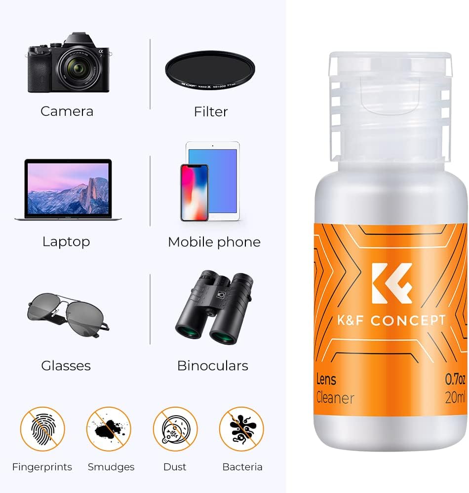 K&F Concept APS-C Sensor Cleaning Kit - 16pcs Swabs, 20ml Cleaner & Gloves, Camera Lens Cleaning Kit for CMOS & CCD Sensors