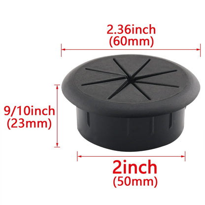 HJGarden 2PCS 2Inch (50mm) Desk Cord Grommets Wire Cable Hole Cover for Office PC Desk Cable Cord Cover Black