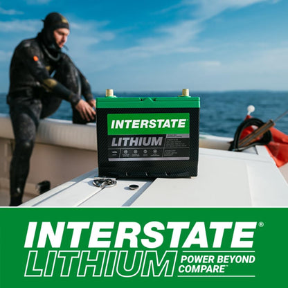 Interstate Batteries 24V 60Ah Group Size 31M Lithium Marine/RV Deep Cycle LiFePO4 Battery, Maintenance Free, Lightweight, Ideal For Boats, Trolling Motors, RV Camping, Off-Grid, Yachts (Li31M24V60)