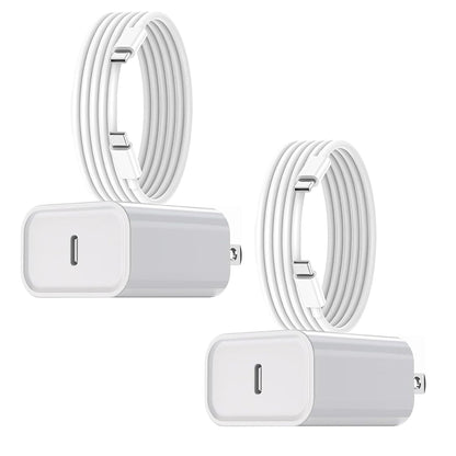 iPhone 16 15 Charger Fast Charging, 2Pack 20W Apple USB C Fast Charger Wall Adapter Blocks & 2Pack Fast Charging Cable Cord for iPhone 16 Pro Max/16e/15 Pro/15 Plus,iPad Air/Pro,AirPods