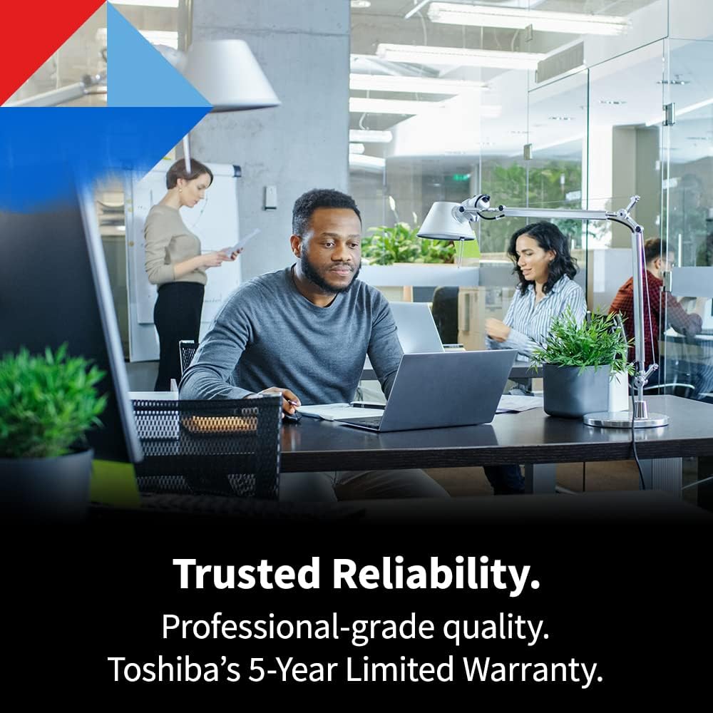 Toshiba N300 PRO 22TB Large-Sized Business NAS (up to 24 Bays) 3.5-Inch Internal Hard Drive - Up to 300 TB/Year Workload Rate CMR SATA 6 Gb/s 7200 RPM 512 MB Cache - HDWG62CXZSTB