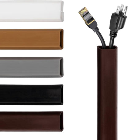 Rubber Bond TV Cord Hider Cable Protector - Strong Self Adhesive Wall Cord Cover Cable Hider - Low Profile Cable Management Wall Cord Concealer Cable Raceway (Dark Brown, 6 Feet)