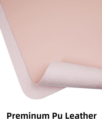 AFIING Leather Desk Pad Protector,Mouse Pad,Office Desk Mat, Non-Slip PU Leather Desk Blotter,Large Desk mat,Waterproof Keyboard mat for Office/Home/Decor (Pink,55"" x 17"")
